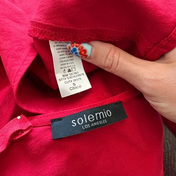 Solemio red flare low cut party mini dress - Picture 6 of 12